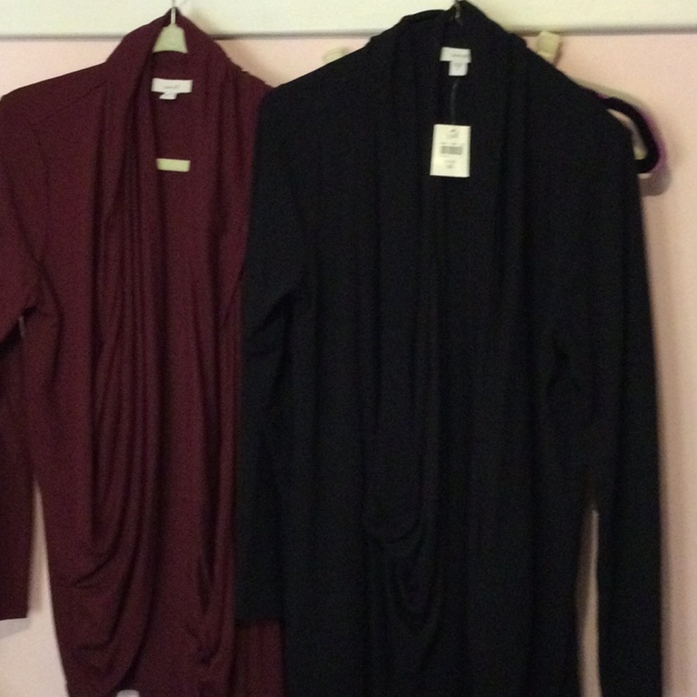 Bundle of 2 Pure Jill Open Front Jacket with Drapping/Changeable Neckline
